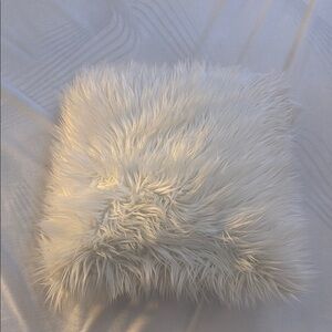 Luxurious White Faux Fur Pillow